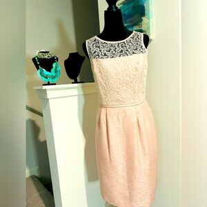 Elegant Lace Overlay Pink Dress